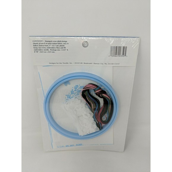 Mini Classics Stamped Cross Stitch Kit Pattern 3601 Rose Floral Heart Lace NEW - Picture 4 of 6